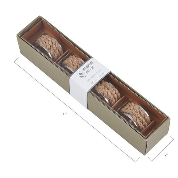 Aluminum Napkin Rings with Rope Design (Set of 8), 2" x 2", Natural - Picture 1 of 6